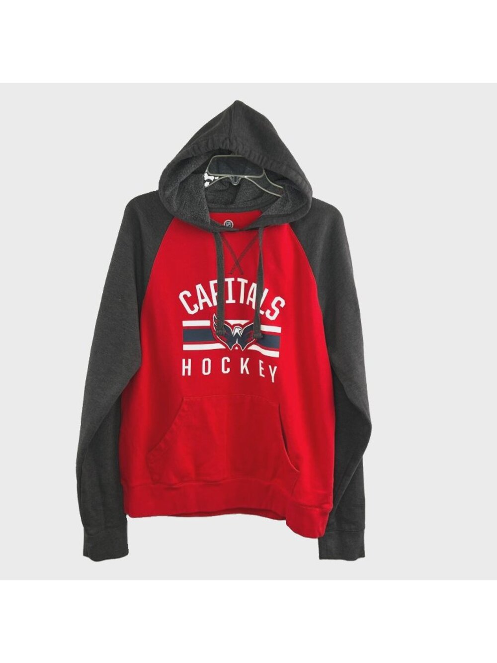 NHL Washington Capitals Medium Men Long Sleeve Hoodie Sweatshirt Red Gray Hockey